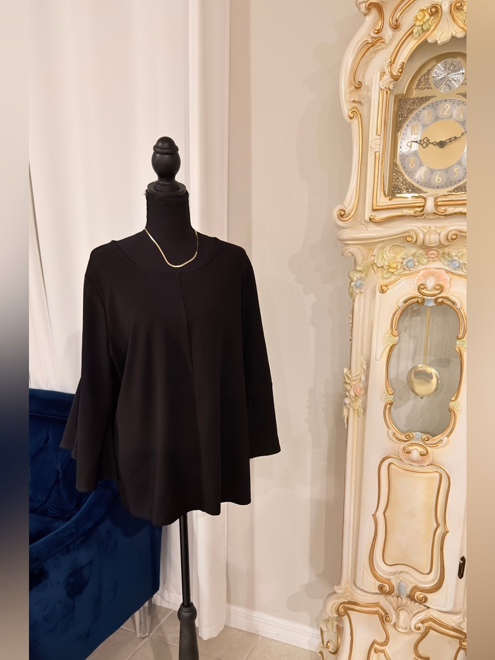 Worthington Black Flared Sleeve Top
